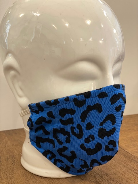 Mondkapje panterprint blauw