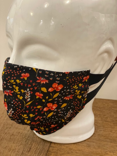 Dame mondmasker zwart bloem