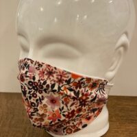 Dames mondmasker bruin oranje bloem